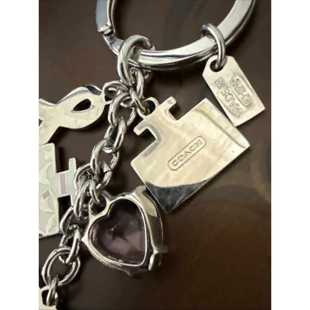 Vintage COACH BCA Breast Cancer Awareness Keychain Fob Multi Purse Charm #92161 - Picture 4 of 7